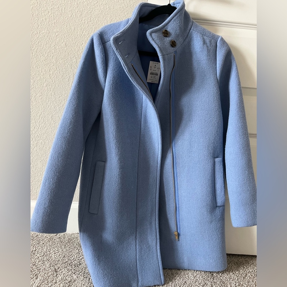 J. Crew Factory Powder Blue Wool Blend Pea Coat